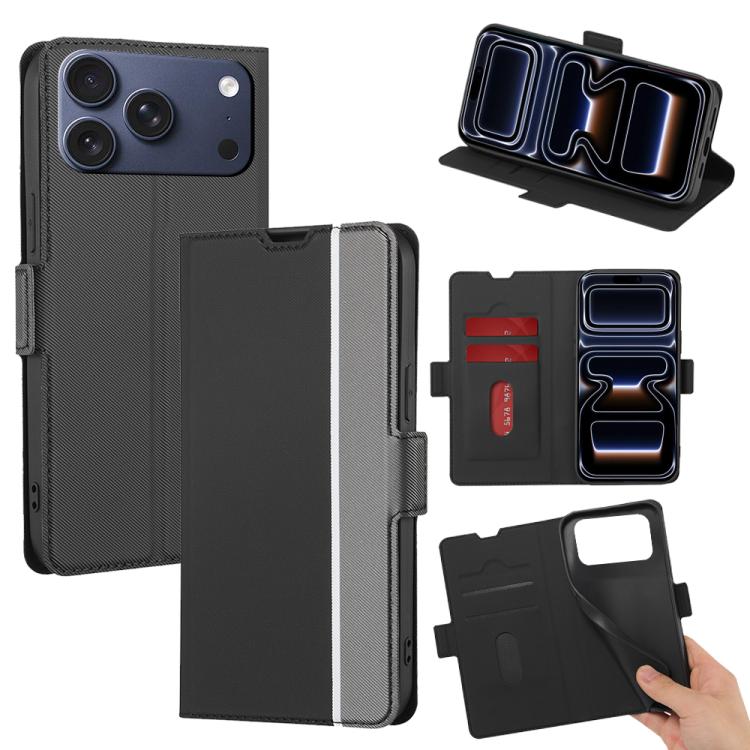 Twill Texture Side Button Leather Phone Case