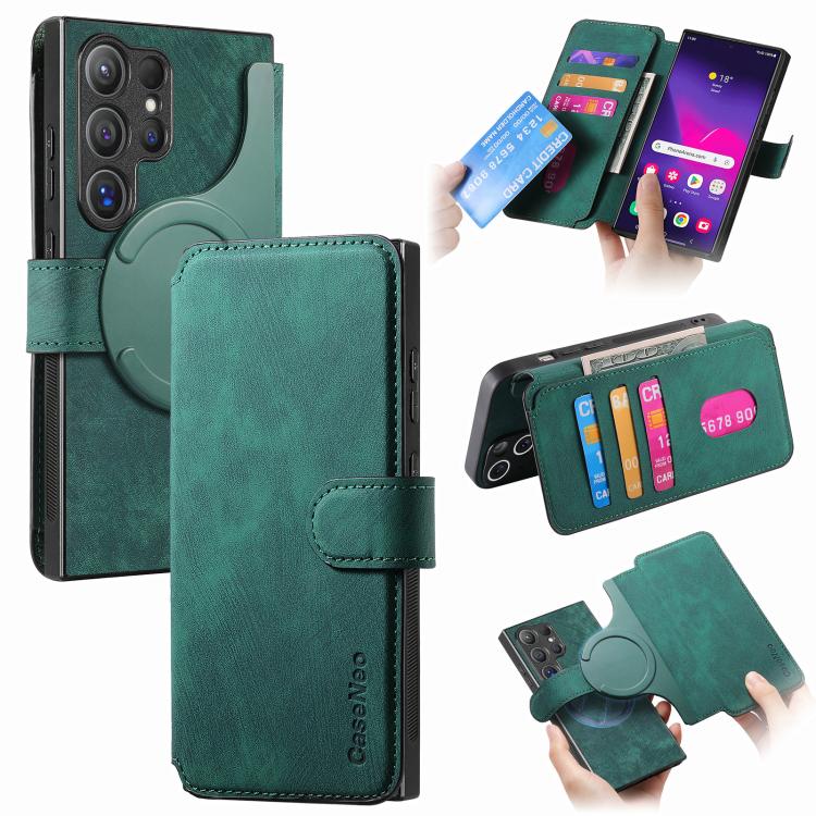 CaseNeo MagSafe RFID Anti-theft Retro Leather Phone Case, For Galaxy S25 Ultra 5G, For Galaxy S24 FE 5G, For Galaxy S24 Ultra 5G, For Galaxy S24+ 5G, For Galaxy S24 5G, For Galaxy S23 FE 5G, For Galaxy S23 Ultra 5G, For Galaxy S23+ 5G