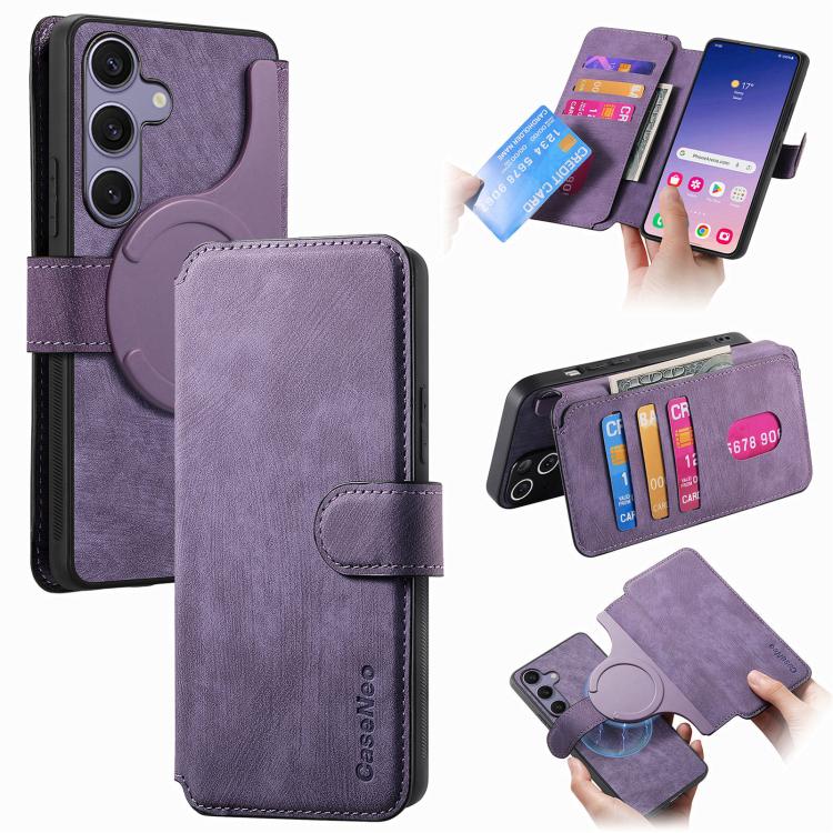 CaseNeo MagSafe RFID Anti-theft Retro Leather Phone Case, For Galaxy S26 FE 5G, For Galaxy S26+ 5G, For Galaxy S26 Ultra 5G, For Galaxy S26 5G, For Galaxy S25 FE 5G, For Galaxy S25 Edge 5G, For Galaxy S25 5G, For Galaxy S25+ 5G