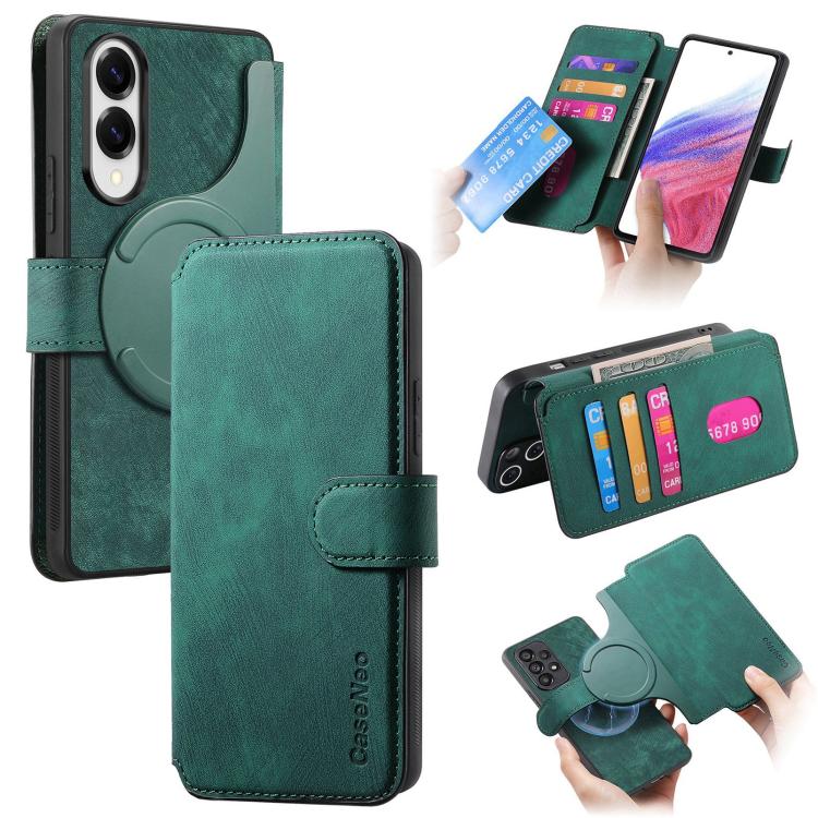CaseNeo MagSafe RFID Anti-theft Retro Leather Phone Case, For Galaxy S26 FE 5G, For Galaxy S26+ 5G, For Galaxy S26 Ultra 5G, For Galaxy S26 5G, For Galaxy S25 FE 5G, For Galaxy S25 Edge 5G, For Galaxy S25 5G, For Galaxy S25+ 5G