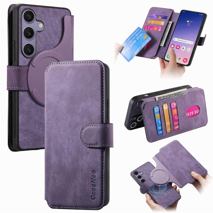 CaseNeo MagSafe RFID Anti-theft Retro Leather Phone Case, For Galaxy S26 FE 5G, For Galaxy S26+ 5G, For Galaxy S26 Ultra 5G, For Galaxy S26 5G, For Galaxy S25 FE 5G, For Galaxy S25 Edge 5G, For Galaxy S25 5G, For Galaxy S25+ 5G