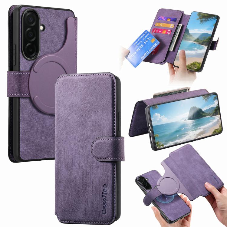 CaseNeo MagSafe RFID Anti-theft Retro Leather Phone Case, For Galaxy S26 FE 5G, For Galaxy S26+ 5G, For Galaxy S26 Ultra 5G, For Galaxy S26 5G, For Galaxy S25 FE 5G, For Galaxy S25 Edge 5G, For Galaxy S25 5G, For Galaxy S25+ 5G