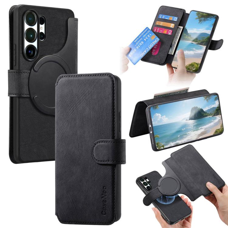 CaseNeo MagSafe RFID Anti-theft Retro Leather Phone Case, For Galaxy S26 FE 5G, For Galaxy S26+ 5G, For Galaxy S26 Ultra 5G, For Galaxy S26 5G, For Galaxy S25 FE 5G, For Galaxy S25 Edge 5G, For Galaxy S25 5G, For Galaxy S25+ 5G