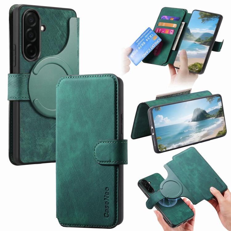 CaseNeo MagSafe RFID Anti-theft Retro Leather Phone Case, For Galaxy S26 FE 5G, For Galaxy S26+ 5G, For Galaxy S26 Ultra 5G, For Galaxy S26 5G, For Galaxy S25 FE 5G, For Galaxy S25 Edge 5G, For Galaxy S25 5G, For Galaxy S25+ 5G