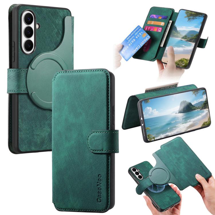 CaseNeo MagSafe RFID Anti-theft Retro Leather Phone Case, For Galaxy S26 FE 5G, For Galaxy S26+ 5G, For Galaxy S26 Ultra 5G, For Galaxy S26 5G, For Galaxy S25 FE 5G, For Galaxy S25 Edge 5G, For Galaxy S25 5G, For Galaxy S25+ 5G