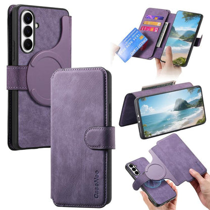 CaseNeo MagSafe RFID Anti-theft Retro Leather Phone Case, For Galaxy S26 FE 5G, For Galaxy S26+ 5G, For Galaxy S26 Ultra 5G, For Galaxy S26 5G, For Galaxy S25 FE 5G, For Galaxy S25 Edge 5G, For Galaxy S25 5G, For Galaxy S25+ 5G