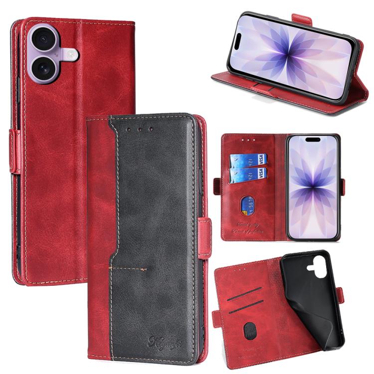 Contrast Color Side Buckle Leather Phone Case