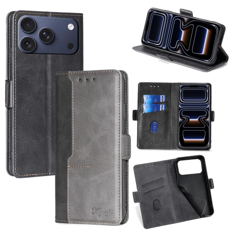Contrast Color Side Buckle Leather Phone Case