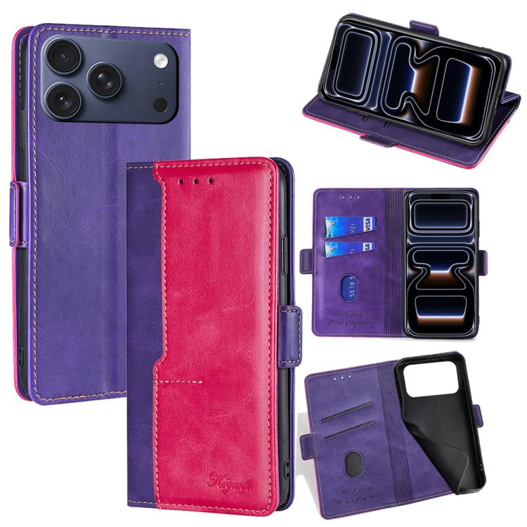 Contrast Color Side Buckle Leather Phone Case