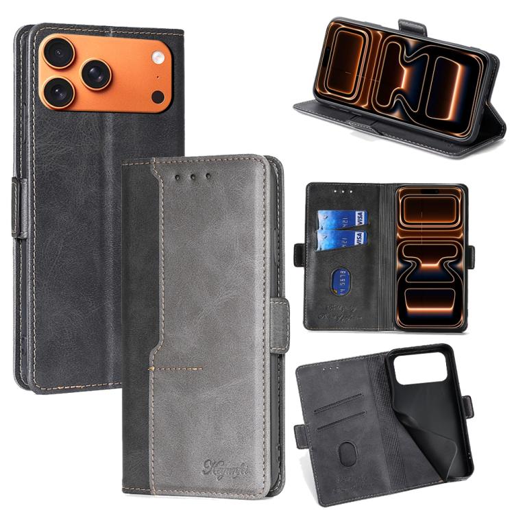 Contrast Color Side Buckle Leather Phone Case