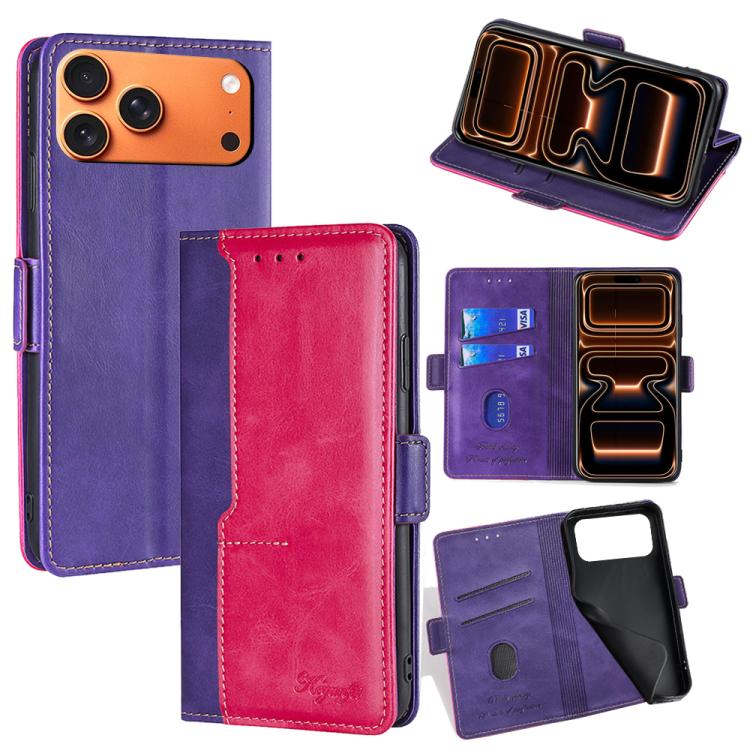 Contrast Color Side Buckle Leather Phone Case