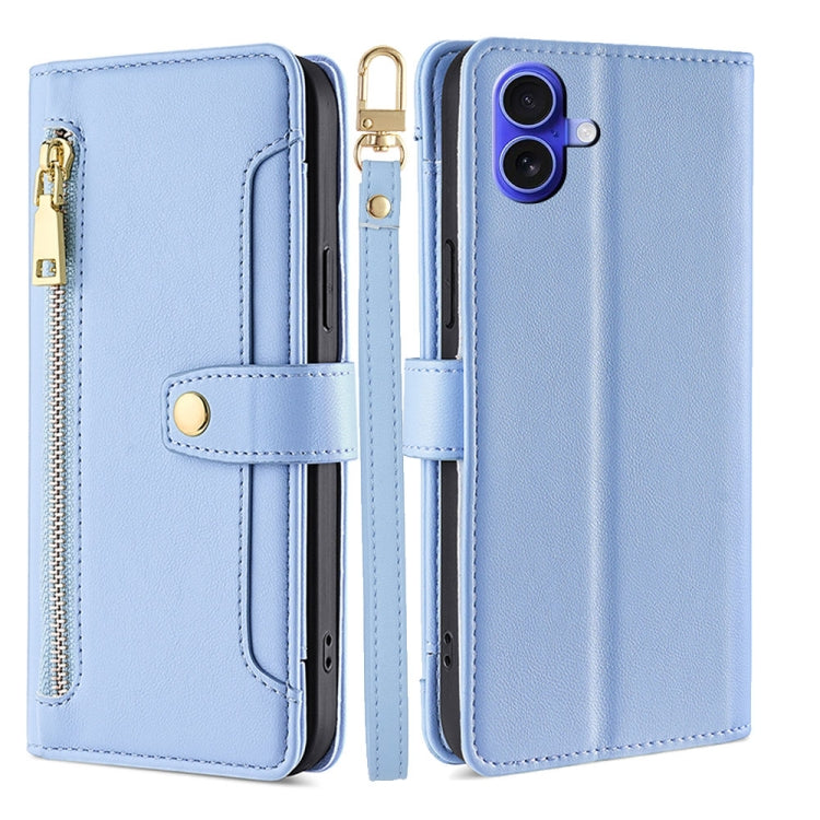 Sheep Texture Cross-body Zipper Wallet Leather Phone Case
