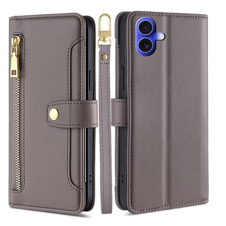 Sheep Texture Cross-body Zipper Wallet Leather Phone Case