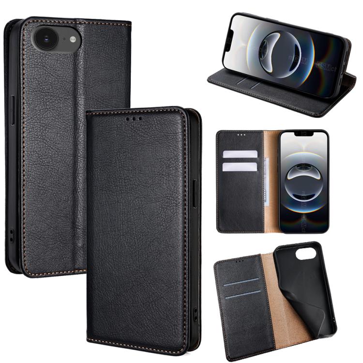 Gloss Oil Solid Color Magnetic Leather Phone Case