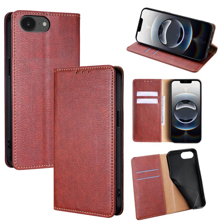 Gloss Oil Solid Color Magnetic Leather Phone Case