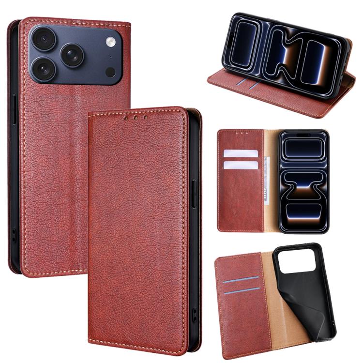Gloss Oil Solid Color Magnetic Leather Phone Case