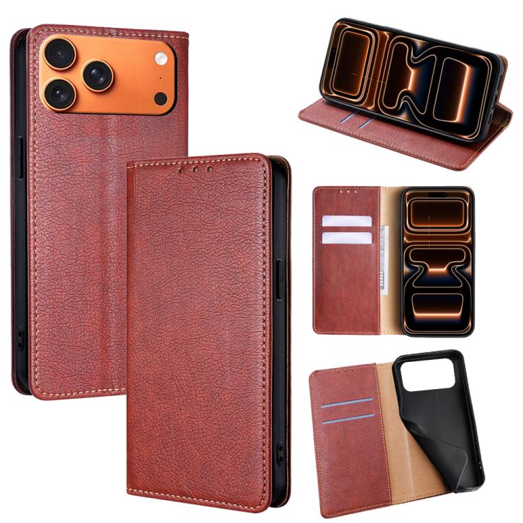 Gloss Oil Solid Color Magnetic Leather Phone Case