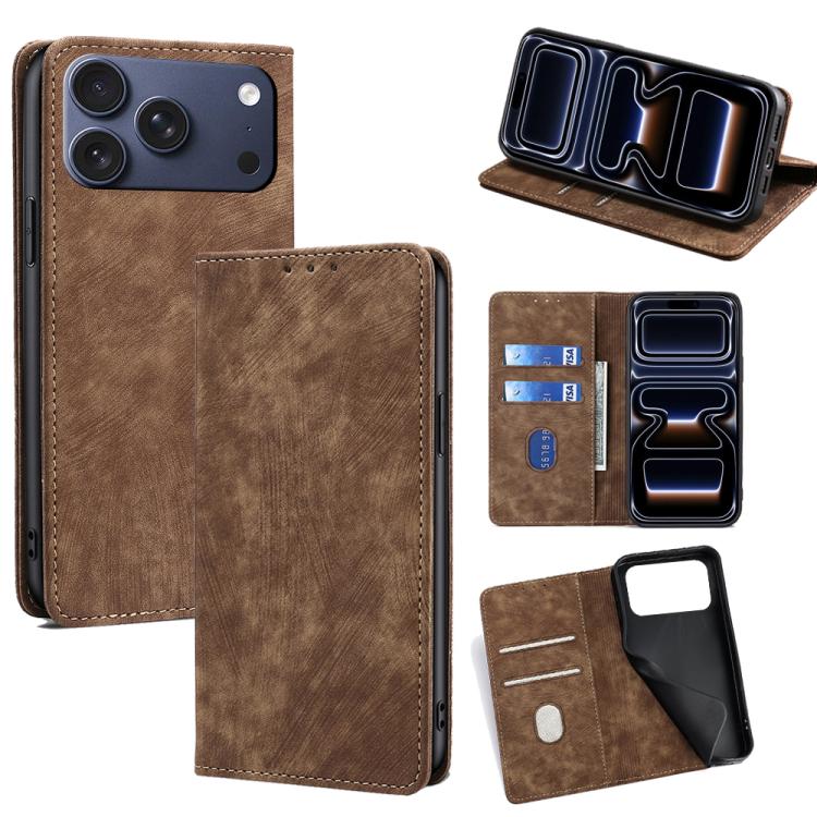 RFID Anti-theft Brush Magnetic Leather Phone Case