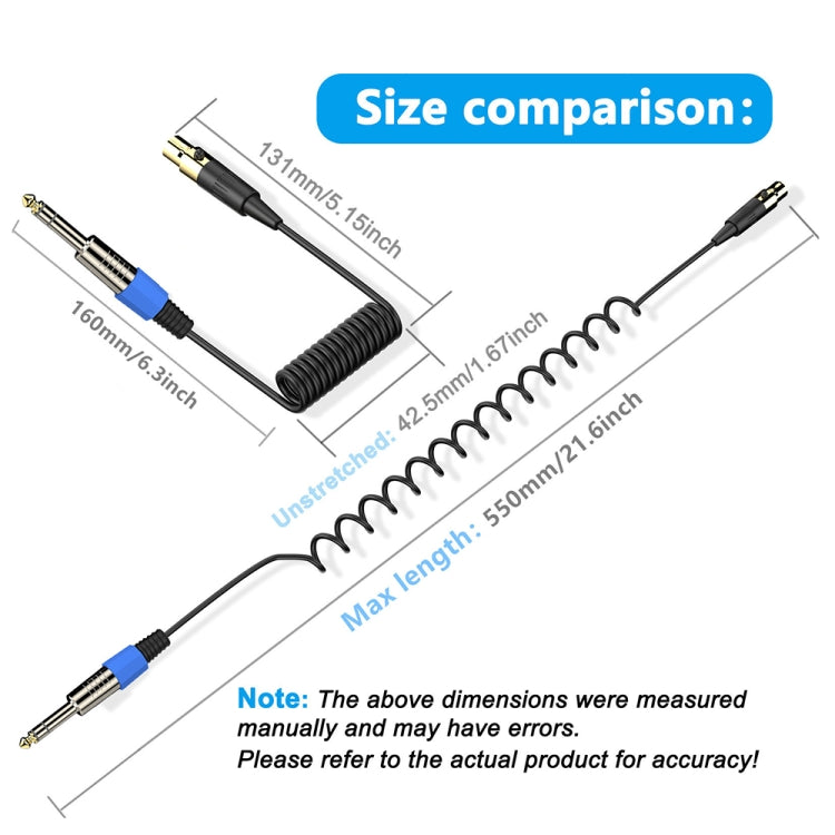 Stereo Microphone Aux Audio Cable Coiled Adapter Cable, Length: 0.5m