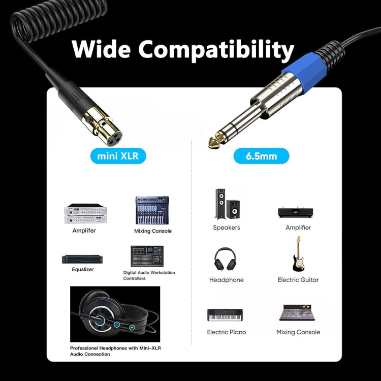 Stereo Microphone Aux Audio Cable Coiled Adapter Cable, Length: 0.5m