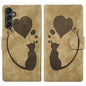 Pen Heart Cat Embossed Leather Phone Case, For Galaxy S26 FE 5G, For Samsung Galaxy S26+ 5G, For Samsung Galaxy S26 Ultra 5G, For Samsung Galaxy S26 5G, For Samsung Galaxy S25 FE 5G, For Samsung Galaxy S25 5G, For Samsung Galaxy S25+ 5G                ...
