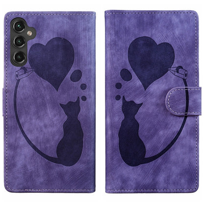 Pen Heart Cat Embossed Leather Phone Case, For Galaxy S26 FE 5G, For Samsung Galaxy S26+ 5G, For Samsung Galaxy S26 Ultra 5G, For Samsung Galaxy S26 5G, For Samsung Galaxy S25 FE 5G, For Samsung Galaxy S25 5G, For Samsung Galaxy S25+ 5G                ...