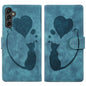 Pen Heart Cat Embossed Leather Phone Case, For Galaxy S26 FE 5G, For Samsung Galaxy S26+ 5G, For Samsung Galaxy S26 Ultra 5G, For Samsung Galaxy S26 5G, For Samsung Galaxy S25 FE 5G, For Samsung Galaxy S25 5G, For Samsung Galaxy S25+ 5G                ...