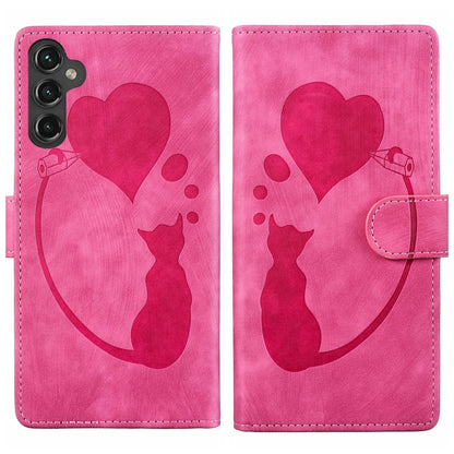 Pen Heart Cat Embossed Leather Phone Case, For Galaxy S26 FE 5G, For Samsung Galaxy S26+ 5G, For Samsung Galaxy S26 Ultra 5G, For Samsung Galaxy S26 5G, For Samsung Galaxy S25 FE 5G, For Samsung Galaxy S25 5G, For Samsung Galaxy S25+ 5G                ...