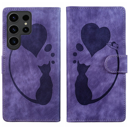 Pen Heart Cat Embossed Leather Phone Case, For Galaxy S26 FE 5G, For Samsung Galaxy S26+ 5G, For Samsung Galaxy S26 Ultra 5G, For Samsung Galaxy S26 5G, For Samsung Galaxy S25 FE 5G, For Samsung Galaxy S25 5G, For Samsung Galaxy S25+ 5G                ...