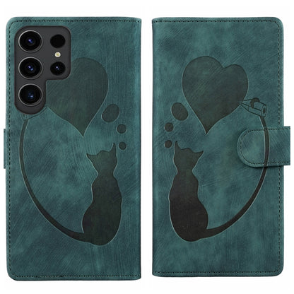 Pen Heart Cat Embossed Leather Phone Case, For Galaxy S26 FE 5G, For Samsung Galaxy S26+ 5G, For Samsung Galaxy S26 Ultra 5G, For Samsung Galaxy S26 5G, For Samsung Galaxy S25 FE 5G, For Samsung Galaxy S25 5G, For Samsung Galaxy S25+ 5G                ...