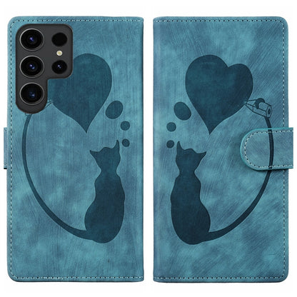 Pen Heart Cat Embossed Leather Phone Case, For Galaxy S26 FE 5G, For Samsung Galaxy S26+ 5G, For Samsung Galaxy S26 Ultra 5G, For Samsung Galaxy S26 5G, For Samsung Galaxy S25 FE 5G, For Samsung Galaxy S25 5G, For Samsung Galaxy S25+ 5G                ...