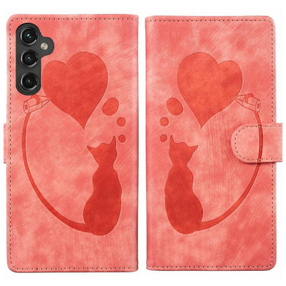 Pen Heart Cat Embossed Leather Phone Case, For Galaxy S26 FE 5G, For Samsung Galaxy S26+ 5G, For Samsung Galaxy S26 Ultra 5G, For Samsung Galaxy S26 5G, For Samsung Galaxy S25 FE 5G, For Samsung Galaxy S25 5G, For Samsung Galaxy S25+ 5G                ...