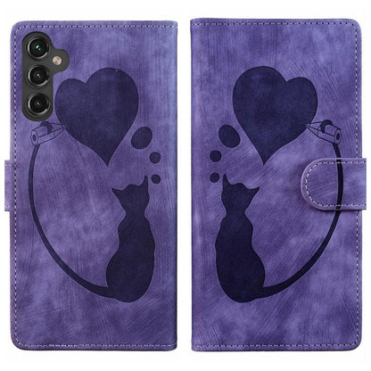 Pen Heart Cat Embossed Leather Phone Case, For Galaxy S26 FE 5G, For Samsung Galaxy S26+ 5G, For Samsung Galaxy S26 Ultra 5G, For Samsung Galaxy S26 5G, For Samsung Galaxy S25 FE 5G, For Samsung Galaxy S25 5G, For Samsung Galaxy S25+ 5G                ...
