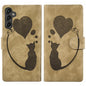Pen Heart Cat Embossed Leather Phone Case, For Galaxy S26 FE 5G, For Samsung Galaxy S26+ 5G, For Samsung Galaxy S26 Ultra 5G, For Samsung Galaxy S26 5G, For Samsung Galaxy S25 FE 5G, For Samsung Galaxy S25 5G, For Samsung Galaxy S25+ 5G                ...