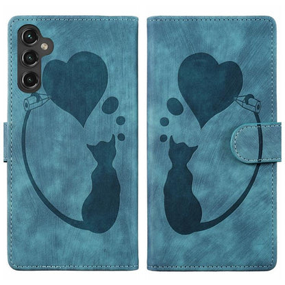 Pen Heart Cat Embossed Leather Phone Case, For Galaxy S26 FE 5G, For Samsung Galaxy S26+ 5G, For Samsung Galaxy S26 Ultra 5G, For Samsung Galaxy S26 5G, For Samsung Galaxy S25 FE 5G, For Samsung Galaxy S25 5G, For Samsung Galaxy S25+ 5G                ...