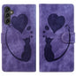 Pen Heart Cat Embossed Leather Phone Case, For Galaxy S26 FE 5G, For Samsung Galaxy S26+ 5G, For Samsung Galaxy S26 Ultra 5G, For Samsung Galaxy S26 5G, For Samsung Galaxy S25 FE 5G, For Samsung Galaxy S25 5G, For Samsung Galaxy S25+ 5G                ...