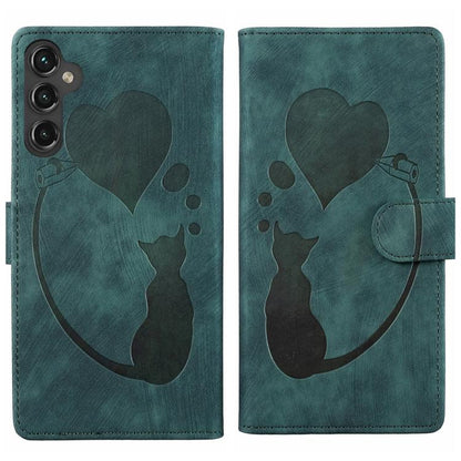 Pen Heart Cat Embossed Leather Phone Case, For Galaxy S26 FE 5G, For Samsung Galaxy S26+ 5G, For Samsung Galaxy S26 Ultra 5G, For Samsung Galaxy S26 5G, For Samsung Galaxy S25 FE 5G, For Samsung Galaxy S25 5G, For Samsung Galaxy S25+ 5G                ...