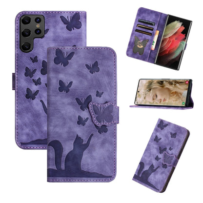 Butterfly Cat Embossing Flip Leather Phone Case, For Galaxy S26 FE 5G, For Samsung Galaxy S26+ 5G, For Samsung Galaxy S26 Edge 5G, For Samsung Galaxy S26 Ultra 5G, For Samsung Galaxy S26 5G, For Samsung Galaxy S25 FE 5G, For Samsung Galaxy S25 5G      ...