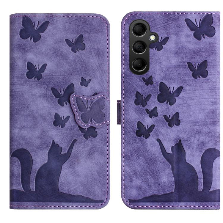 Butterfly Cat Embossing Flip Leather Phone Case, For Samsung Galaxy S26+ 5G, For Samsung Galaxy S26 Edge 5G, For Samsung Galaxy S26 Ultra 5G, For Samsung Galaxy S26 5G, For Samsung Galaxy S25 FE 5G, For Samsung Galaxy S25 5G, For Samsung Galaxy S25+ 5G...