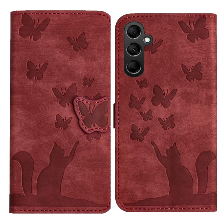 Butterfly Cat Embossing Flip Leather Phone Case, For Samsung Galaxy S26+ 5G, For Samsung Galaxy S26 Edge 5G, For Samsung Galaxy S26 Ultra 5G, For Samsung Galaxy S26 5G, For Samsung Galaxy S25 FE 5G, For Samsung Galaxy S25 5G, For Samsung Galaxy S25+ 5G...