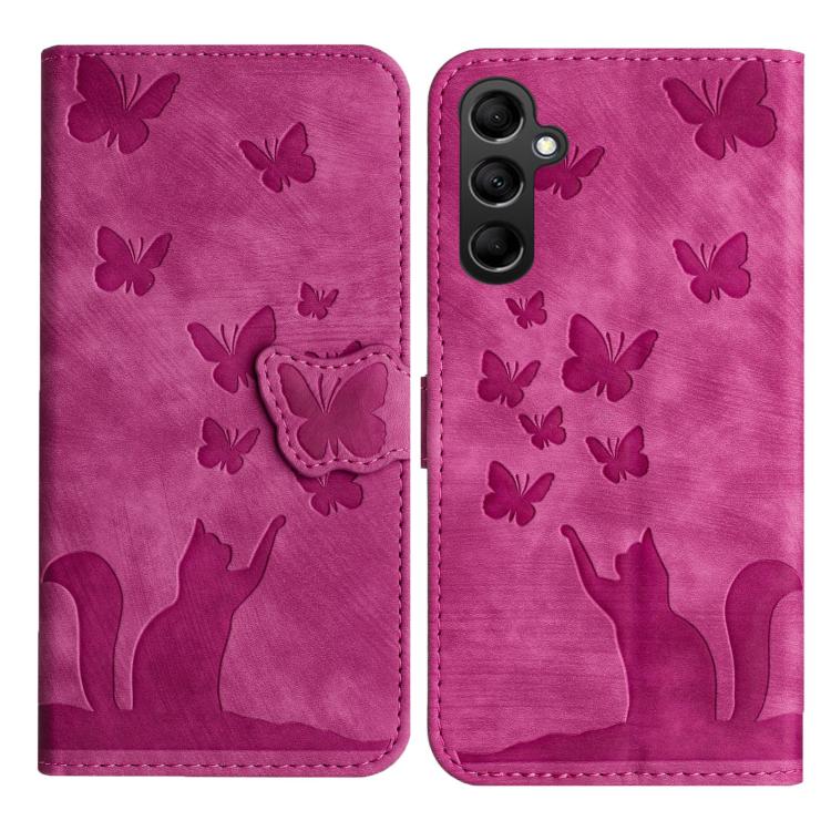 Butterfly Cat Embossing Flip Leather Phone Case, For Samsung Galaxy S26+ 5G, For Samsung Galaxy S26 Edge 5G, For Samsung Galaxy S26 Ultra 5G, For Samsung Galaxy S26 5G, For Samsung Galaxy S25 FE 5G, For Samsung Galaxy S25 5G, For Samsung Galaxy S25+ 5G...