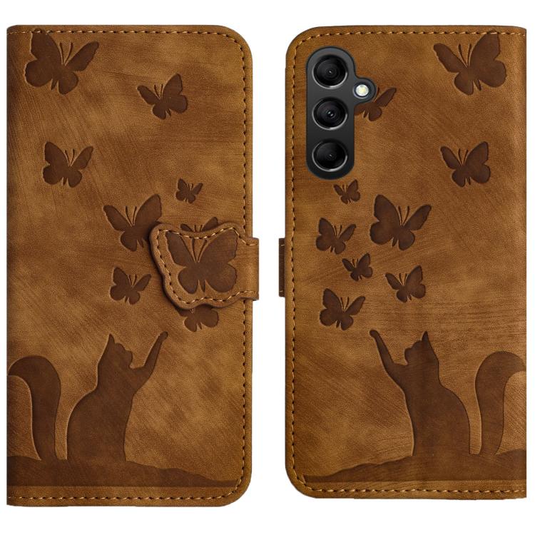Butterfly Cat Embossing Flip Leather Phone Case, For Samsung Galaxy S26+ 5G, For Samsung Galaxy S26 Edge 5G, For Samsung Galaxy S26 Ultra 5G, For Samsung Galaxy S26 5G, For Samsung Galaxy S25 FE 5G, For Samsung Galaxy S25 5G, For Samsung Galaxy S25+ 5G...
