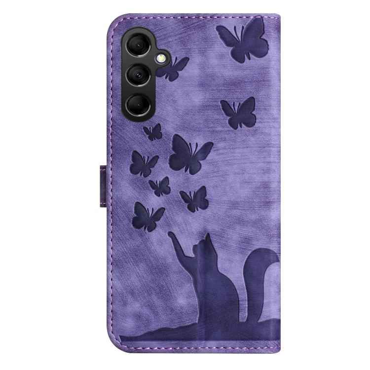 Butterfly Cat Embossing Flip Leather Phone Case, For Samsung Galaxy S26+ 5G, For Samsung Galaxy S26 Edge 5G, For Samsung Galaxy S26 Ultra 5G, For Samsung Galaxy S26 5G, For Samsung Galaxy S25 FE 5G, For Samsung Galaxy S25 5G, For Samsung Galaxy S25+ 5G...