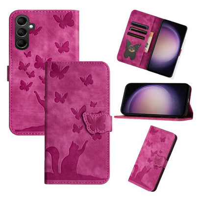 Butterfly Cat Embossing Flip Leather Phone Case, For Galaxy S26 FE 5G, For Samsung Galaxy S26+ 5G, For Samsung Galaxy S26 Edge 5G, For Samsung Galaxy S26 Ultra 5G, For Samsung Galaxy S26 5G, For Samsung Galaxy S25 FE 5G, For Samsung Galaxy S25 5G      ...