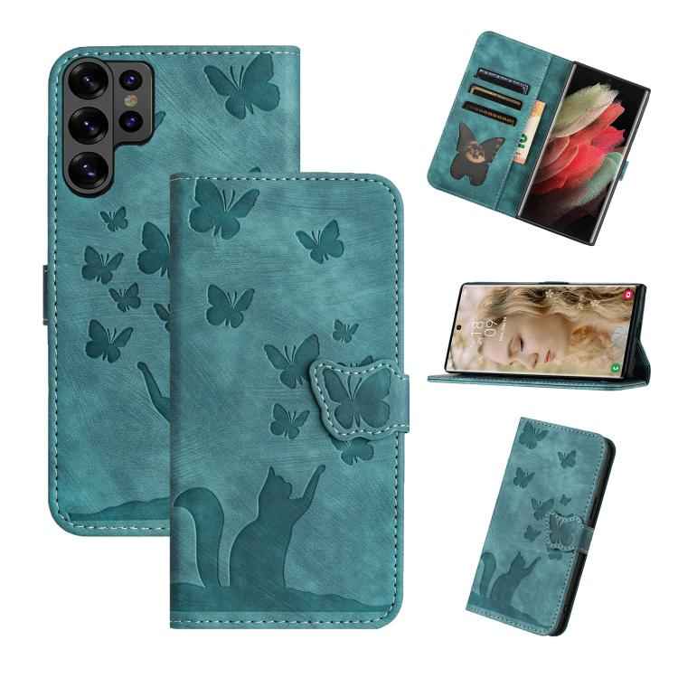 Butterfly Cat Embossing Flip Leather Phone Case, For Samsung Galaxy S26+ 5G, For Samsung Galaxy S26 Edge 5G, For Samsung Galaxy S26 Ultra 5G, For Samsung Galaxy S26 5G, For Samsung Galaxy S25 FE 5G, For Samsung Galaxy S25 5G, For Samsung Galaxy S25+ 5G...