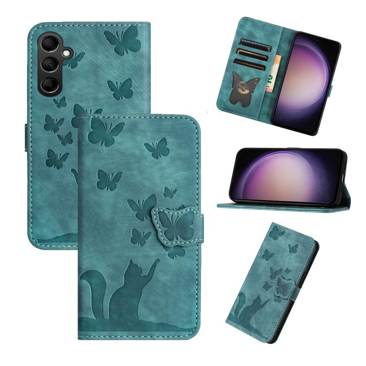 Butterfly Cat Embossing Flip Leather Phone Case, For Samsung Galaxy S26+ 5G, For Samsung Galaxy S26 Edge 5G, For Samsung Galaxy S26 Ultra 5G, For Samsung Galaxy S26 5G, For Samsung Galaxy S25 FE 5G, For Samsung Galaxy S25 5G, For Samsung Galaxy S25+ 5G...