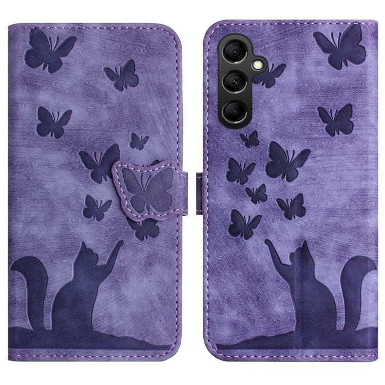 Butterfly Cat Embossing Flip Leather Phone Case, For Galaxy S26 FE 5G, For Samsung Galaxy S26+ 5G, For Samsung Galaxy S26 Edge 5G, For Samsung Galaxy S26 Ultra 5G, For Samsung Galaxy S26 5G, For Samsung Galaxy S25 FE 5G, For Samsung Galaxy S25 5G      ...