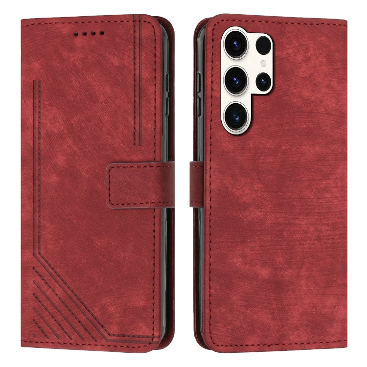 Skin Feel Stripe Pattern Leather Phone Case with Lanyard, For Samsung Galaxy S26+ 5G, For Samsung Galaxy S26 Ultra 5G, For Samsung Galaxy S26 5G, For Samsung Galaxy S25 FE 5G, For Samsung Galaxy S25 Edge 5G, For Samsung Galaxy S25 / S24 5G             ...