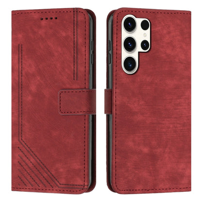 Skin Feel Stripe Pattern Leather Phone Case with Lanyard, For Samsung Galaxy S26+ 5G, For Samsung Galaxy S26 Ultra 5G, For Samsung Galaxy S26 5G, For Samsung Galaxy S25 FE 5G, For Samsung Galaxy S25 Edge 5G, For Samsung Galaxy S25 / S24 5G             ...