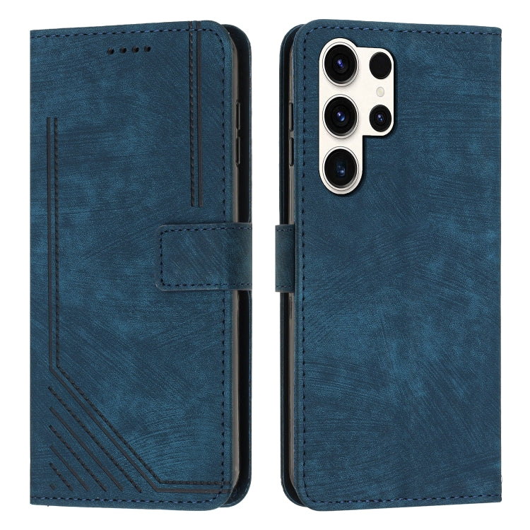 Skin Feel Stripe Pattern Leather Phone Case with Lanyard, For Samsung Galaxy S26+ 5G, For Samsung Galaxy S26 Ultra 5G, For Samsung Galaxy S26 5G, For Samsung Galaxy S25 FE 5G, For Samsung Galaxy S25 Edge 5G, For Samsung Galaxy S25 / S24 5G             ...